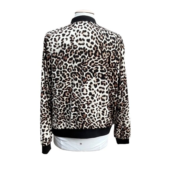 Susan Graver Womens Leopard Cheetah Animal Print Bomber Jacket Size Large - Picture 3 of 9